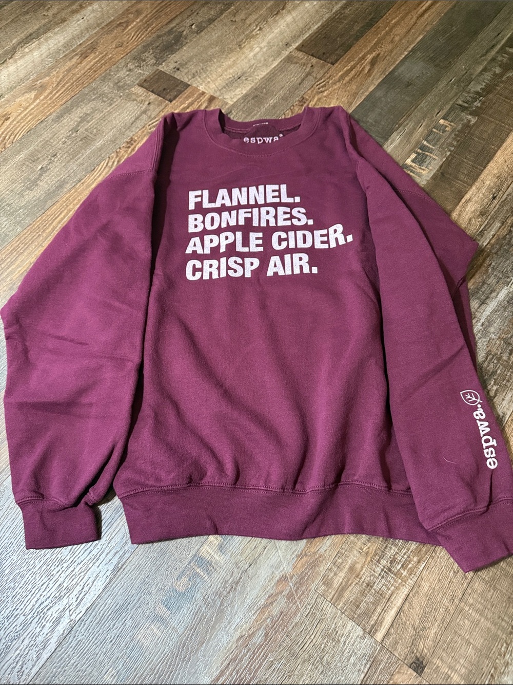 Maroon sweater with fall words